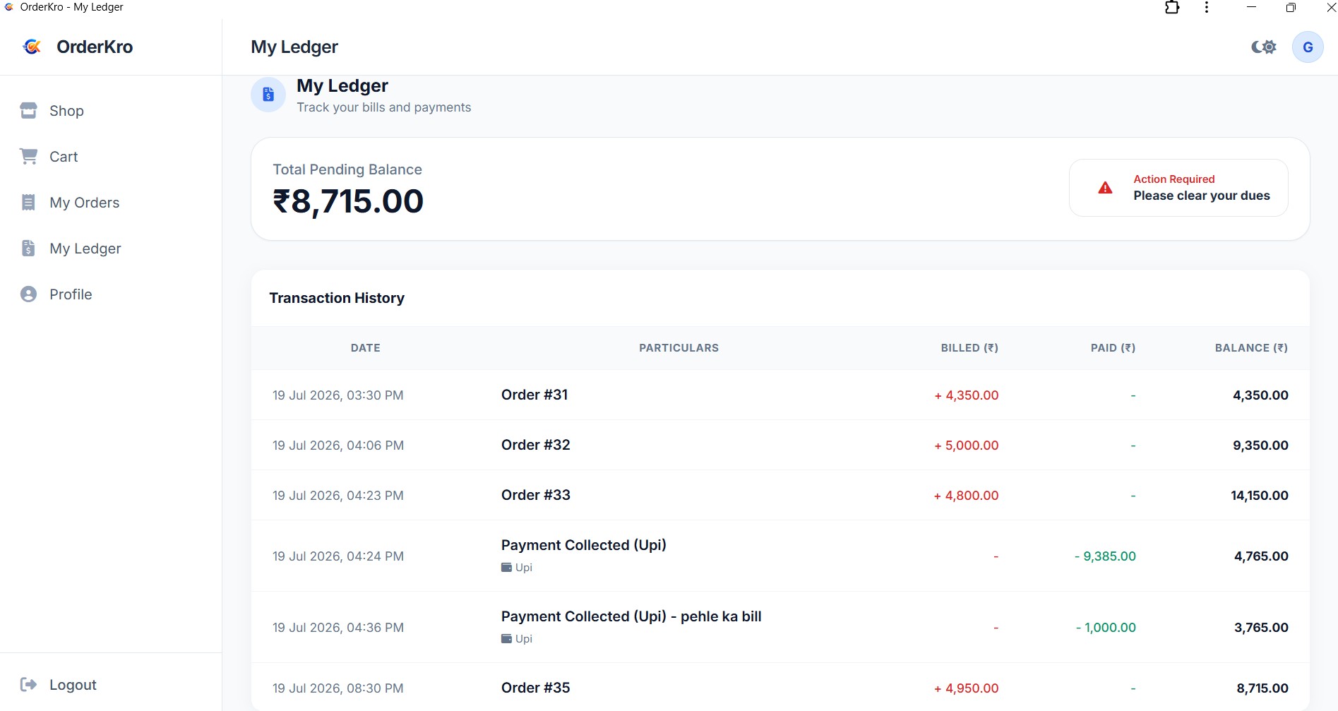 Customer Ledger